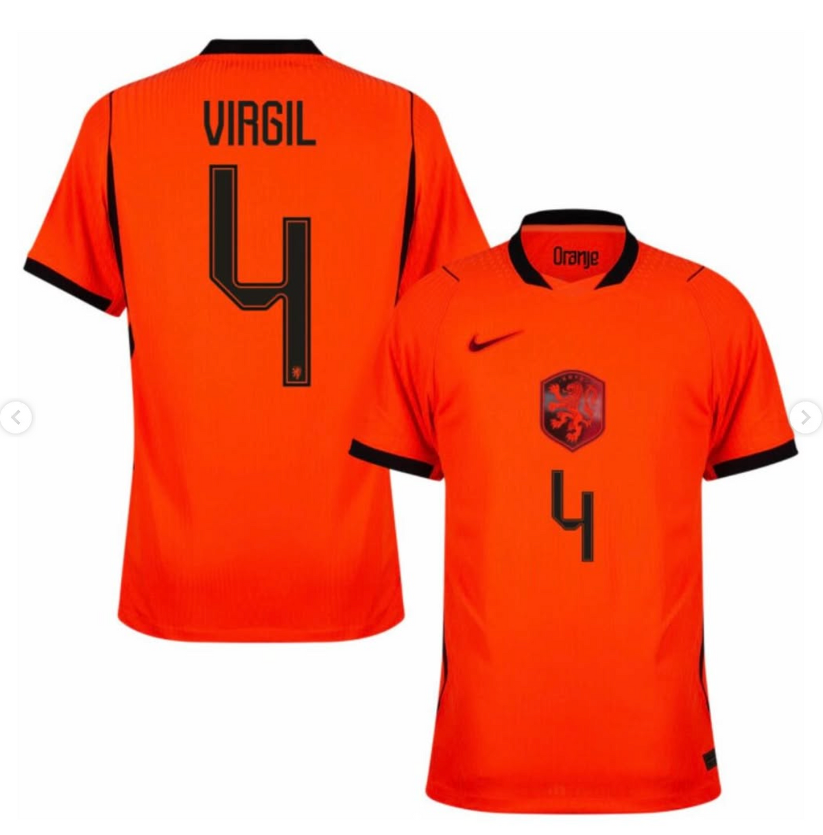 Netherlands Van Dijk #4 Orange Jersey