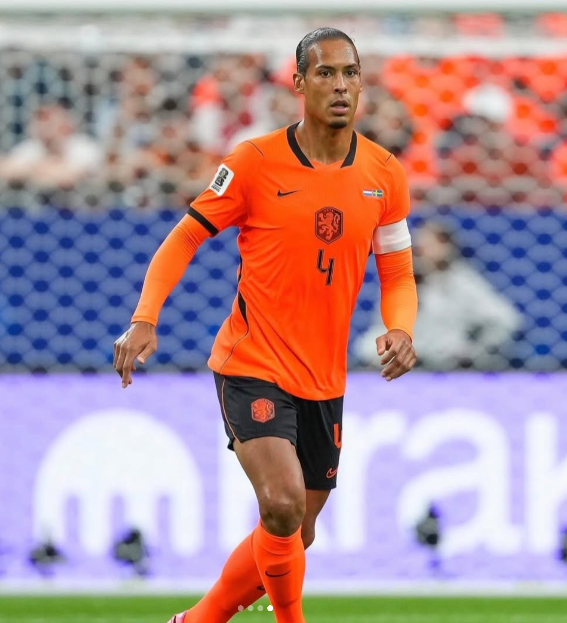 Netherlands Van Dijk #4 Orange Jersey