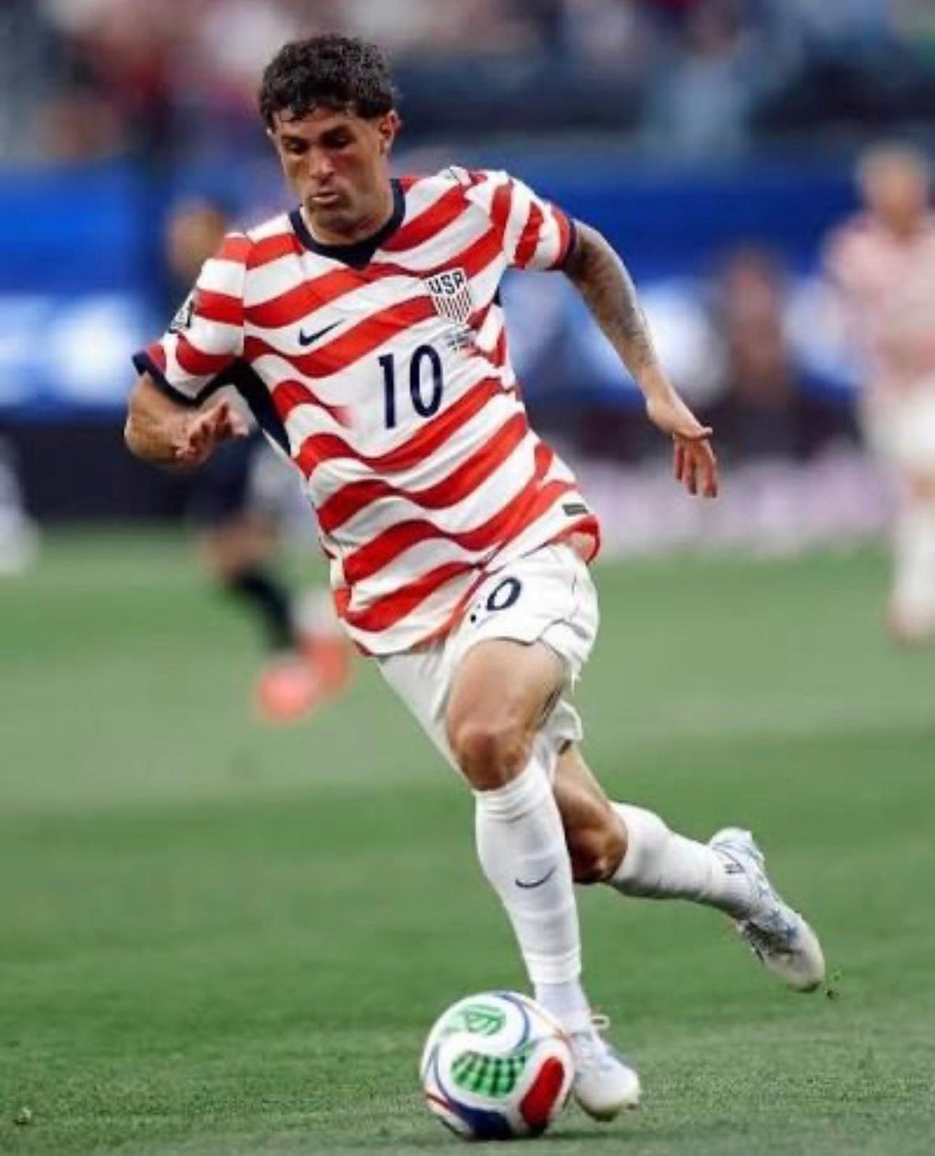 USA Pulisic #10 Red White Stripe Jersey